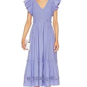 Cleobella Lavender Midi Dress with Ruffle Sleeves